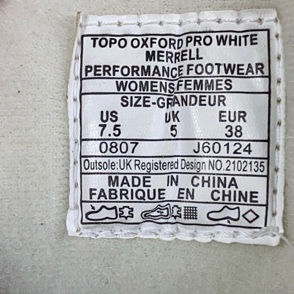 Merrell Womens Topo Oxford Pro Size 7.5 White Lace Up Sneaker Shoes - Picture 10 of 13
